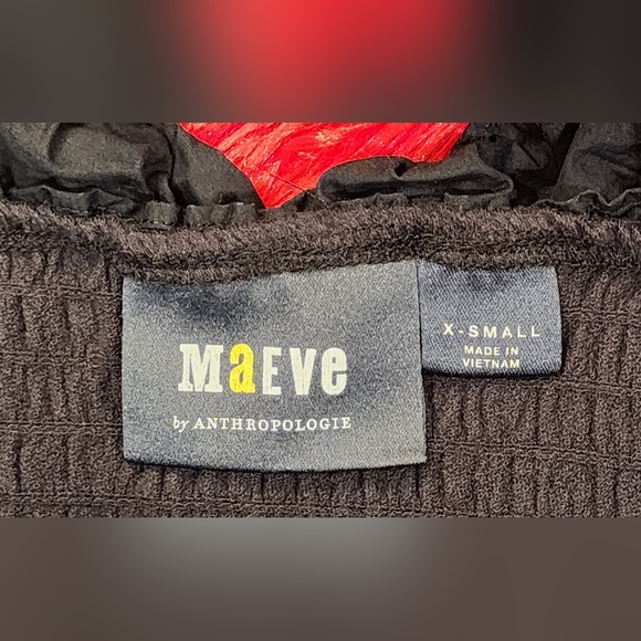 Maeve by Anthropologie Black Smocked Ruffled Tank Women's Size XS - Picture 6 of 7